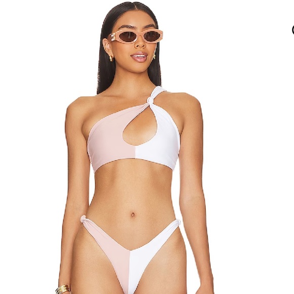 Lovers and Friends Jordy Top in White and Nude, Size L - Picture 3 of 5